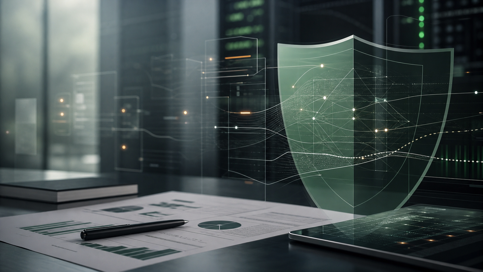 Ambiente digitale professionale con infrastrutture sicure e analisi dei dati